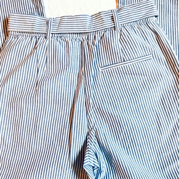 🆕 Zara Stripped Pants. Elastic Waist. Sash Belt - Hand Pockets - Picture 8 of 12
